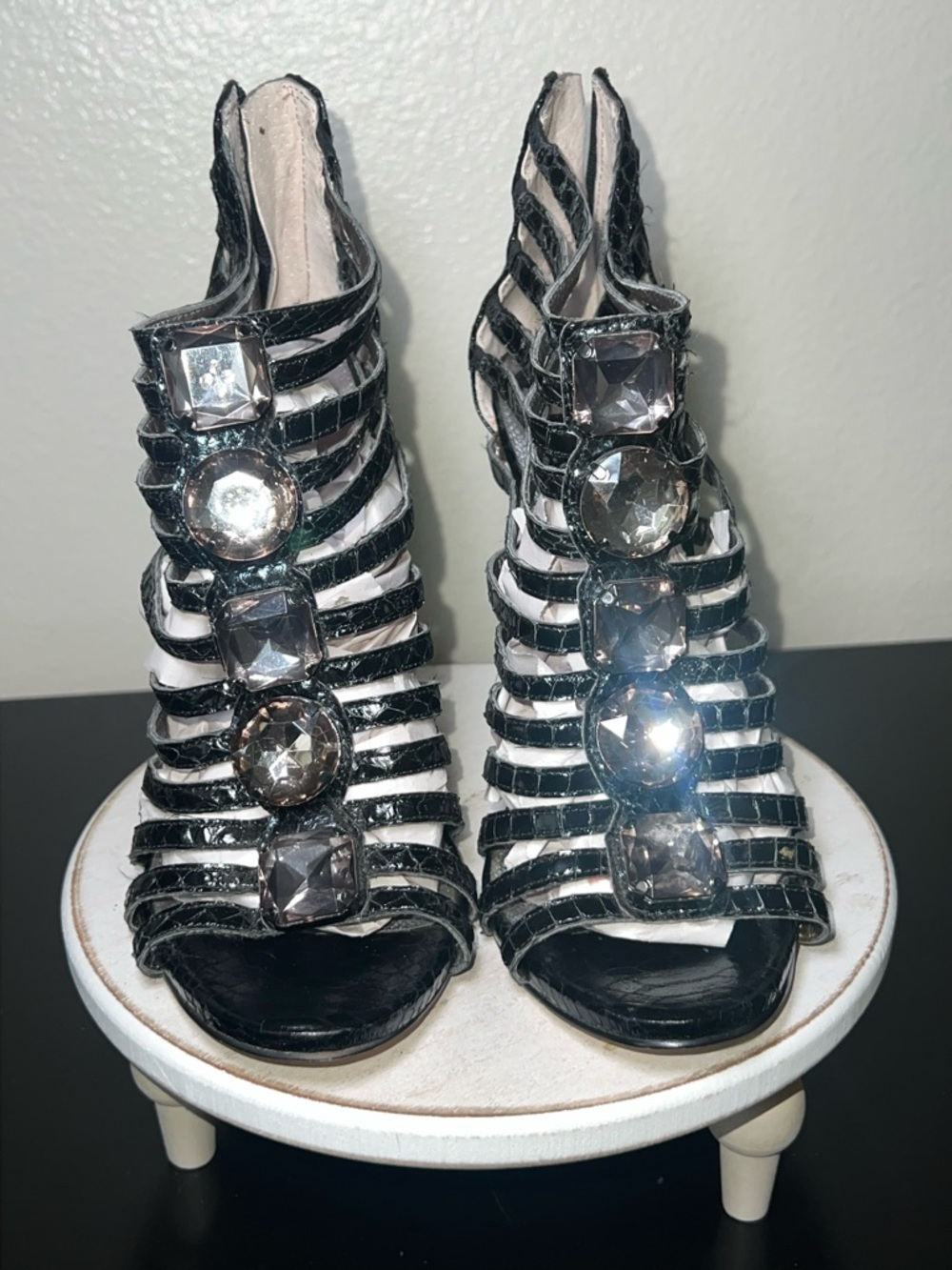 Sam Edelman Hampton‎ Snakeskin Leather Caged Metallic Flushed Heel